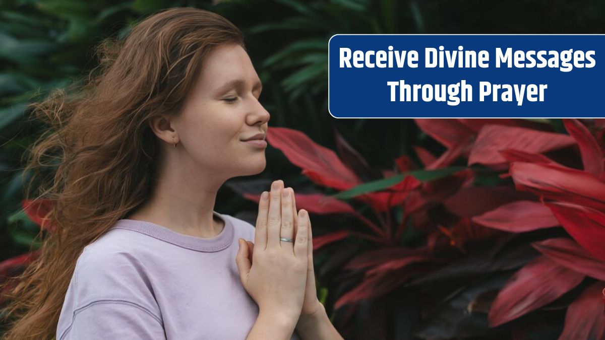 Girl meditates in a park in nature or prays in a tropical garden relaxes in nature and breathes.